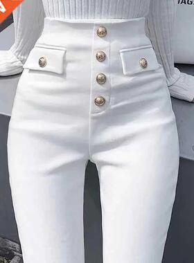 Slim Women Skinny Pencil Jeans New Button Plus Size S-XL Mo