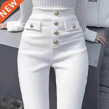 Slim Women Skinny Pencil Jeans New Button Plus Size S-XL Mo