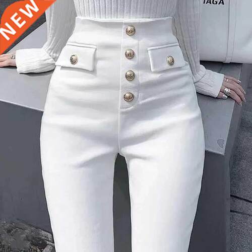 Slim Women Skinny Pencil Jeans New Button Plus Size S-XL Mo