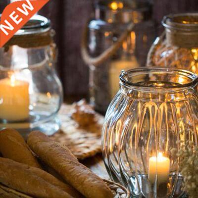 American Country Glass Lantern Candlestick Courtyard Garden