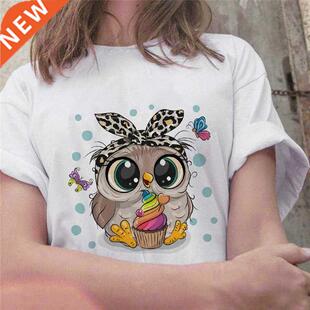 Fashon nd New T-shrt Cute Owl Graphc Prnted Female T sh