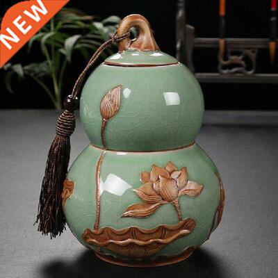 Chinese cucurbit style tea can ceramics large sealed