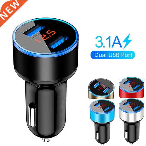 Car Charger LED Display Voltmeter .1A Dual USB For Phone Ch