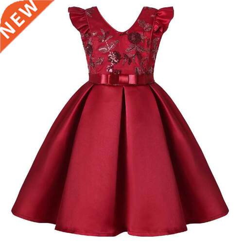 Girl Flower Sequins Christmas Dress for Kids Birthday Prince