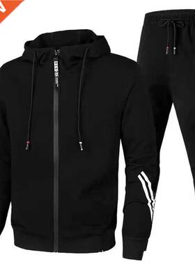 Men's Autumn Winter Sets Zipper Hoodie+pants Two Pieces Casu