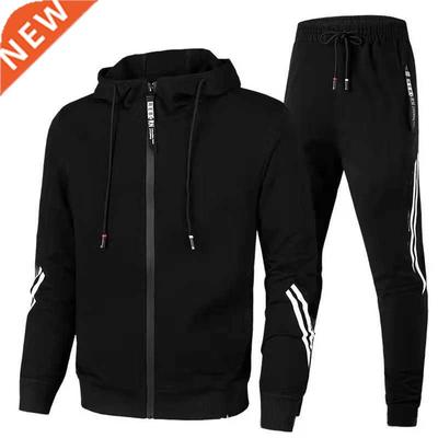 Men's Autumn Winter Sets Zipper Hoodie+pants Two Pieces Casu