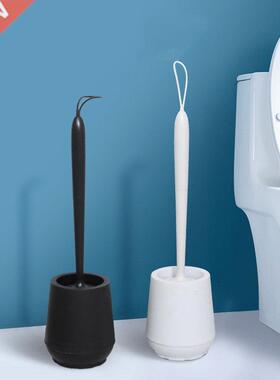 Bathroom Black Toilet Brush Soft TPR Silicone Brush Head No
