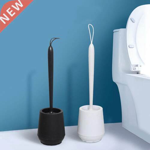 Bathroom Black Toilet Brush Soft TPR Silicone Brush Head No