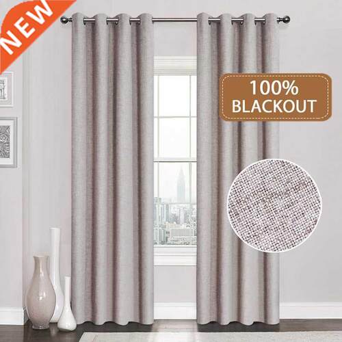 Linen 100% Blackout Curtains For Kitchen Bedroom Window reat