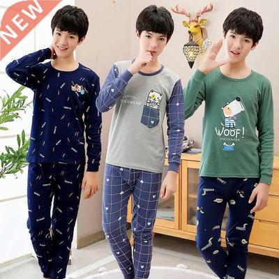 Teens Pijamas Long Sleeve Cotton Pyjamas Kids Clothes Sets C