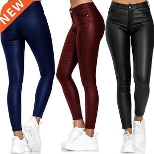 Leather Casual Pants Small Feet Pants Women Warm Trousers Se