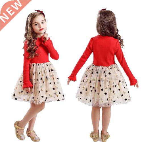 Autumn Girl Long Sleeve Dress Babi Kids Polka Dots Dessses F