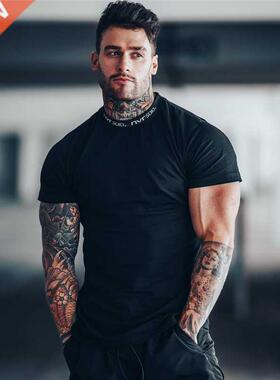 Gyms T-shirt Men Short sleeve Cotton T-shirt Casual Slim t s