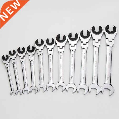 Open Flex-Head Ratcheting Wrench Metric Combination Spanner