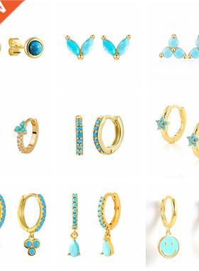 CANNER 2022 rend Turquoises Stone Stud Earrings 925 Sterling