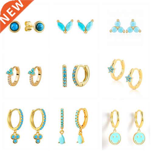 CANNER 2022 rend Turquoises Stone Stud Earrings 925 Sterling
