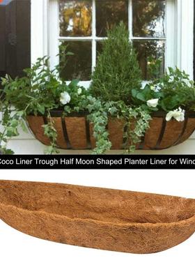 Coco Liner Trough Half Moon Shaped Planter For Window Box