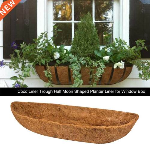 Coco Liner Trough Half Moon Shaped Planter For Window Box