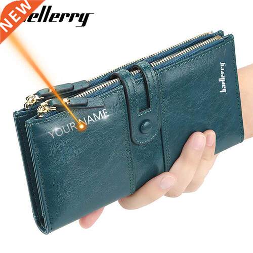2022 Name Engrave Women Wallets Fashion Long Leather Top Car
