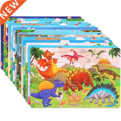 Wooden 30pcs Puzzles Children Animal Dinosaur Cartoon Plane