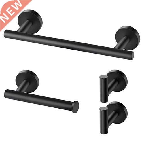 Bathroom Hardware Set, Black Towel Bar, Thickened SUS304 Sta