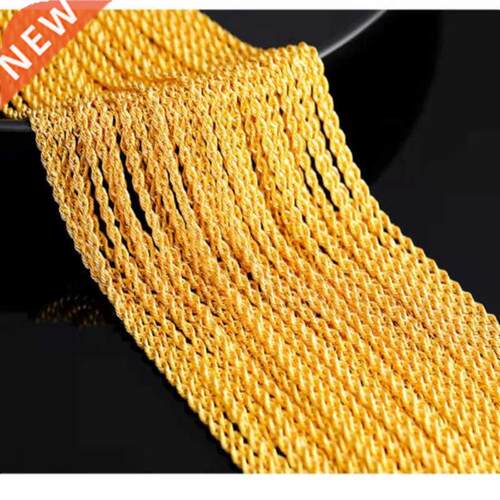 POFUNUO Real 18K Gold Twisted Chain Necklace Simple Style Pu