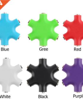 ALLOYSEED .5mm Jack 6 Way Multi Port Hub Aux Headphone Spli