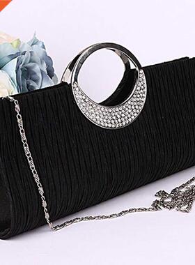 Luxury Rhinestone Satin Pleated Crossbody Bags For Women Eve