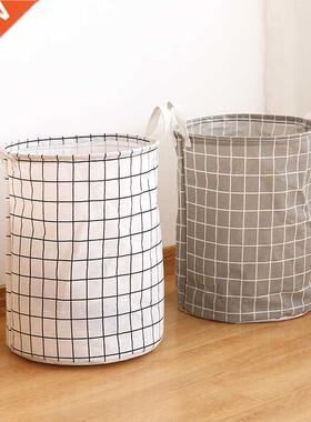 Cotton Linen Dirty Laundry Basket Foldable Round Waterproof