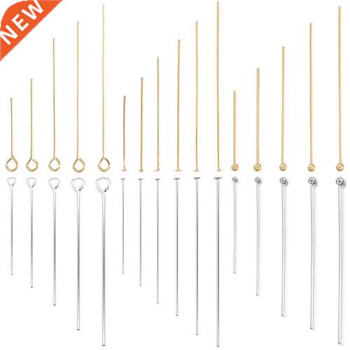 50-100Pcs Stainless Steel Heads Eye Flat Head Pin Gold Plate