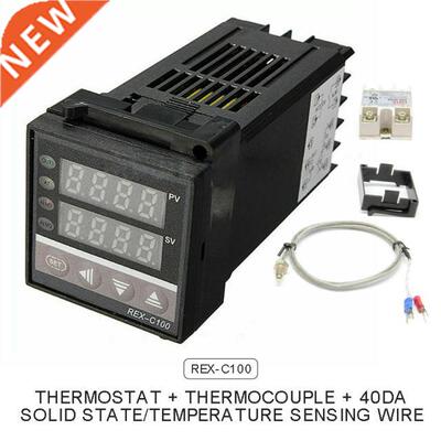 Mayitr 1set Thermostat REX-C100+Max.40A SSR + K Thermocouple