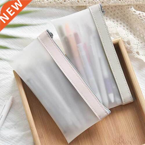 Smple Transparent Pencl Case Grl Korean NS Offce Schoo