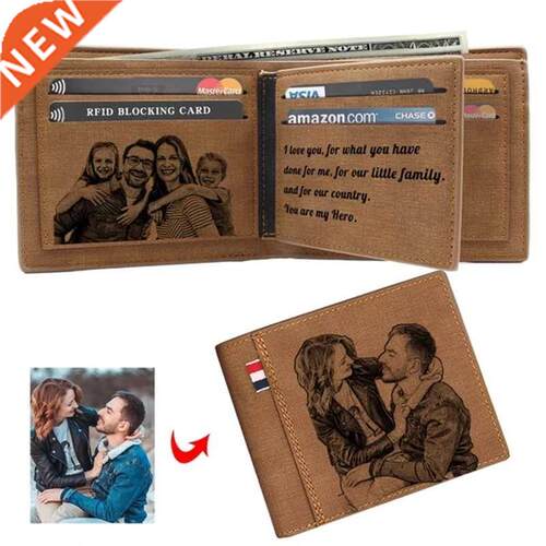Picture Engraving Wallet PU Leather Wallet Bifold Custom Pho
