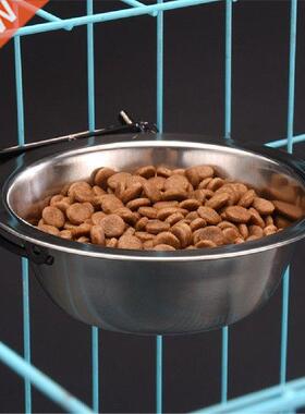 Pet Hang Bowl Stationary Dog Cage Bowls Stainless Steel Dog