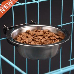 Pet Hang Bowl Stationary Dog Cage Bowls Stainless Steel Dog