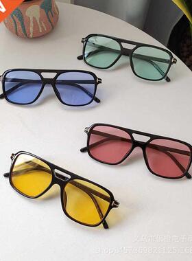 Oversized Rectangle Sunglasses Men 2022 Double Bridge Brand