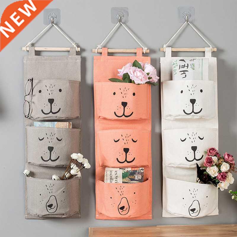 3 Pockets Cute Wall Mounted Storage Bag Closet Organizer Clo