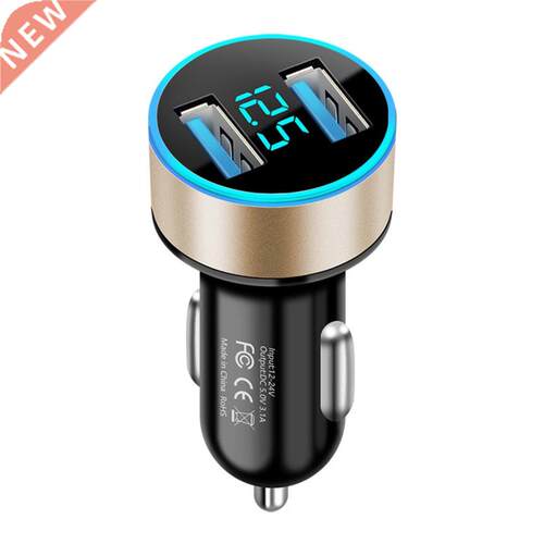 Auto Accessories Dual USB Digital Display Car Charger Portab