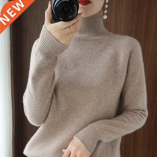 Women Turtleneck Sweater Cashmere Solid Knitted Pullover Top