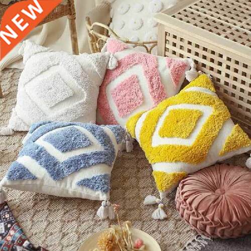 Nordic Morocco Boho Throw Pillow Case Minimalist Rhombus