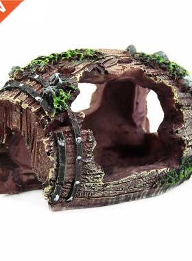Resin Aquarium Ornaments Decorations Artificial Barrel Cave
