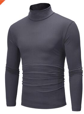 New Arrival Long Sleeve Turtleneck Men Pullover Soft Solid C