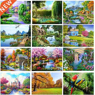DIY 5D Diamond Painting Villa Scenery Full Round Resin Mosai