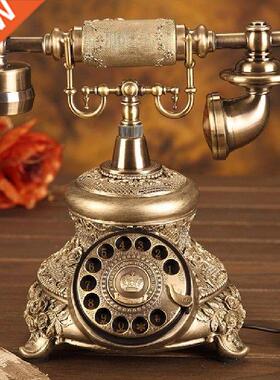 Antique Golden Corded Telephone Retro Vintage Rotary Dial