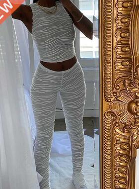 XLLAIS White Fashion Cute Sleeveless Tank s High Wasit Pe