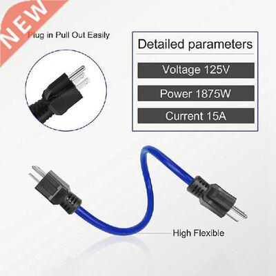 NEW-3Prong Plug To Plug Double Male Extension Cord,Gusseted