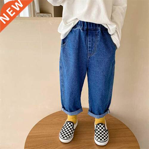 Korean style boys washed cotton jeans 1-7T solid color fashi