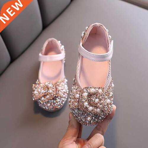 2021 New Childrens Shoes Pearl Rhinestones Shining Kids Prin