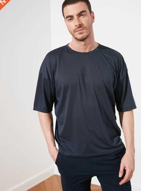 rendyol Basic Men 'S Bike Collar Oversize ort-Sleeve T-i