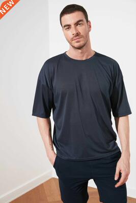 rendyol Basic Men 'S Bike Collar Oversize ort-Sleeve T-i